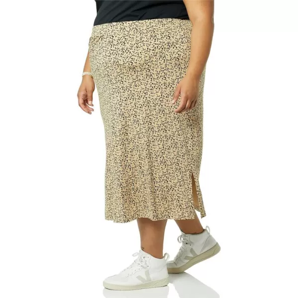 Amazon Essentials Womens PullOn Knit Midi Skirt Available in Plus SizeCamel Animal Print