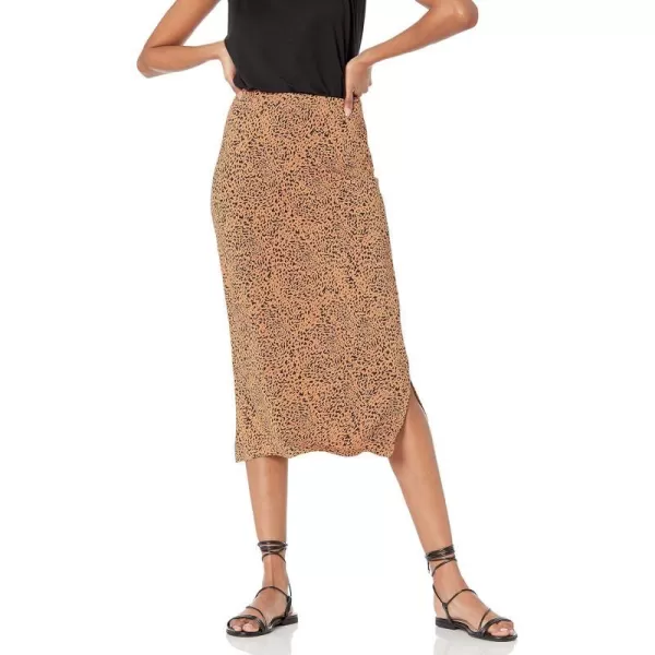 Amazon Essentials Womens PullOn Knit Midi Skirt Available in Plus SizeDark Camel Leopard