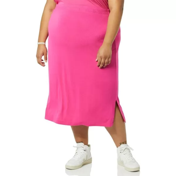 Amazon Essentials Womens PullOn Knit Midi Skirt Available in Plus SizeDark Pink