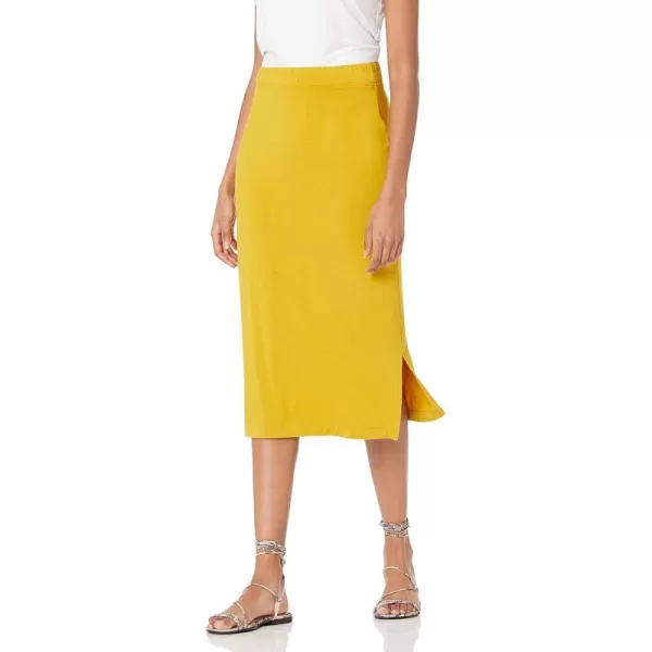 Amazon Essentials Womens PullOn Knit Midi Skirt Available in Plus SizeDark Yellow