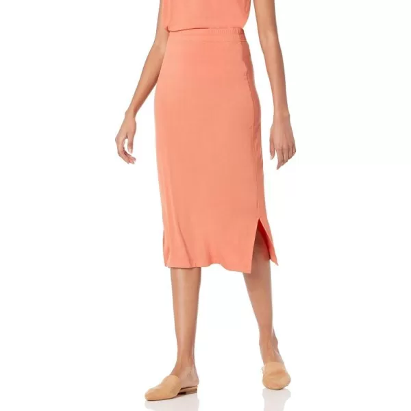 Amazon Essentials Womens PullOn Knit Midi Skirt Available in Plus SizeRust Orange