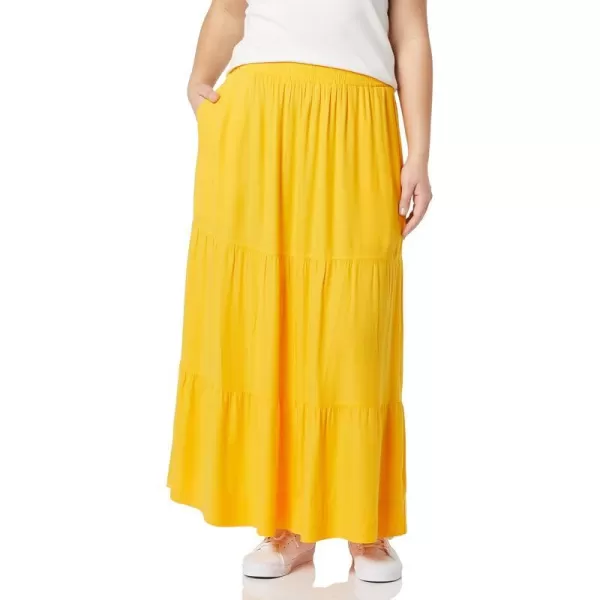 Amazon Essentials Womens PullOn Woven Tiered Maxi SkirtGolden Yellow