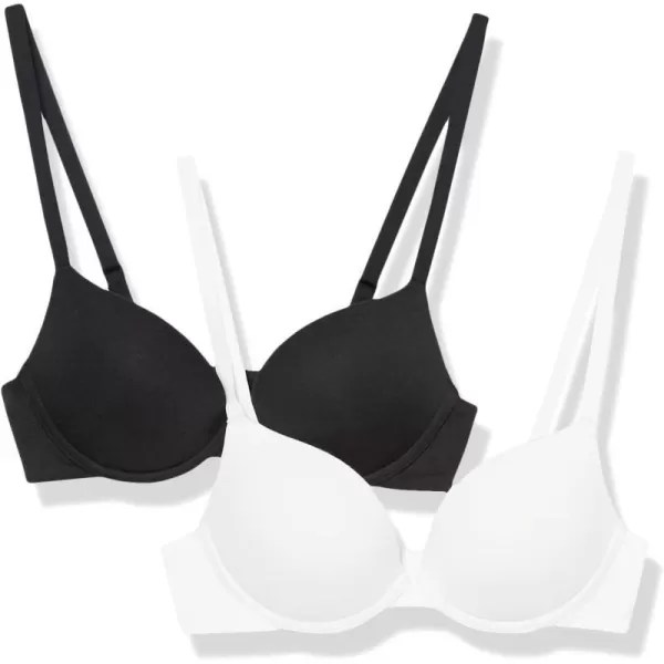 Amazon Essentials Womens PushUp Cotton Bra Pack of 2BlackWhite