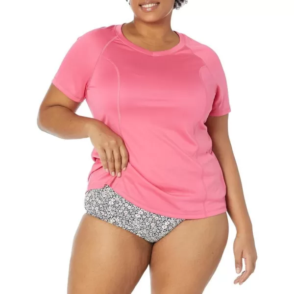 Amazon Essentials Womens Rash Guard Short SleeveHot Pink