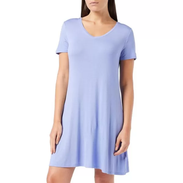 Amazon Essentials Womens Regular ShortSleeve vNeck Swing DressRayon Blend Soft Violet