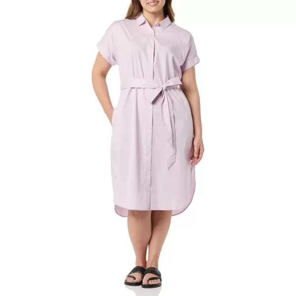 Amazon Essentials Womens Relaxed Fit Short Sleeve Button Front Belted Shirt DressLilac