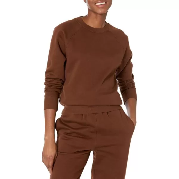 Amazon Essentials Womens RelaxedFit Crew Neck Long Sleeve Sweatshirt Available in Plus SizeDeep Brown