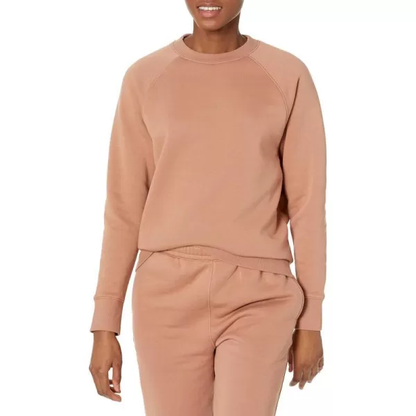 Amazon Essentials Womens RelaxedFit Crew Neck Long Sleeve Sweatshirt Available in Plus SizeLight Brown