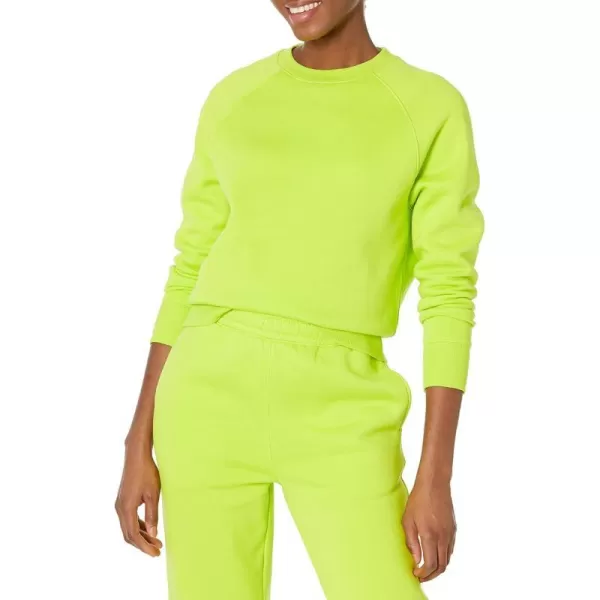 Amazon Essentials Womens RelaxedFit Crew Neck Long Sleeve Sweatshirt Available in Plus SizeLime Green