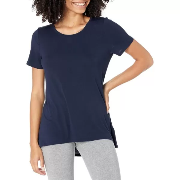 Amazon Essentials Womens RelaxedFit ShortSleeve Scoopneck Swing Tee Available in Plus SizeSustainably Sourced Rayon Blend Navy