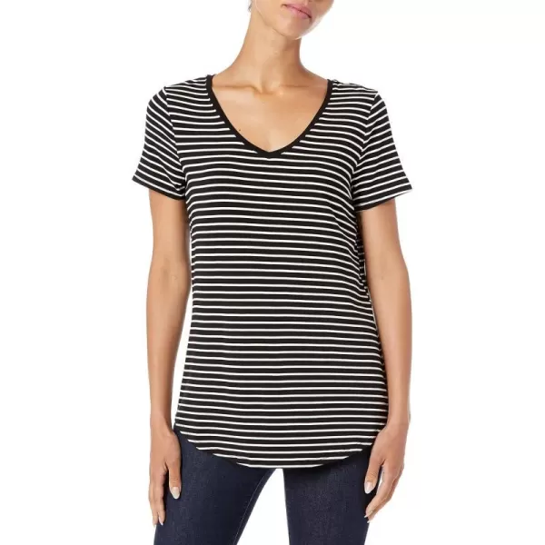 Rayon Blend Black White Placed Stripe