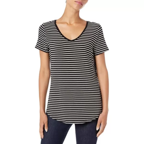 Sustainably Sourced Rayon Blend Black White French Stripe