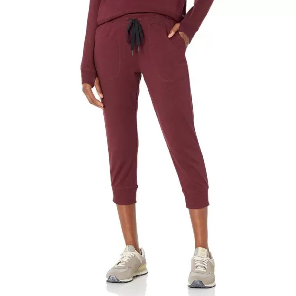 Amazon Essentials Womens RelaxedFit Studio Terry Capri Jogger PantDark Burgundy