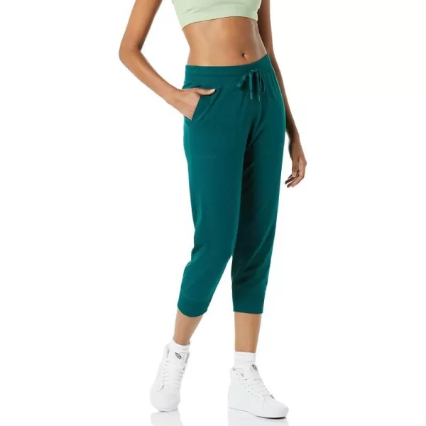 Amazon Essentials Womens RelaxedFit Studio Terry Capri Jogger PantDark Green