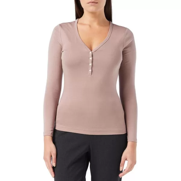 Amazon Essentials Womens Ribbed Knit Long Sleeve Henley Slim Fit TShirtDark Taupe