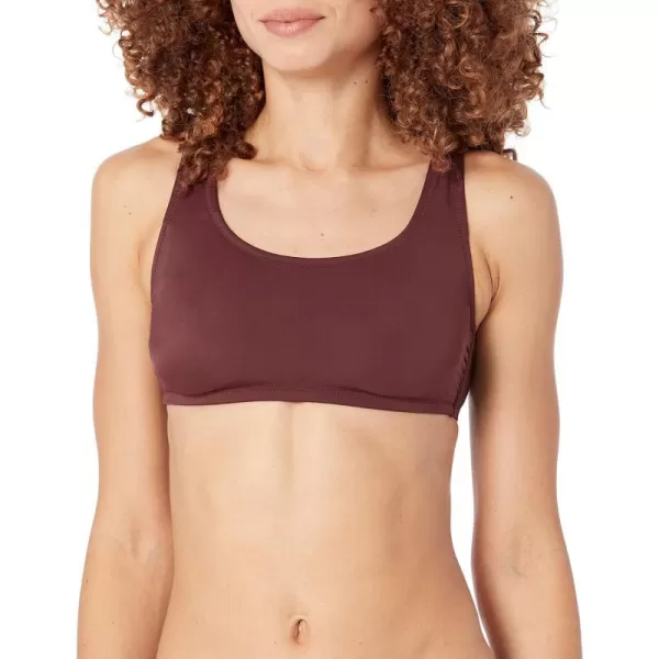 Amazon Essentials Womens Scoop Neck Swim Crop TopDeep Brown