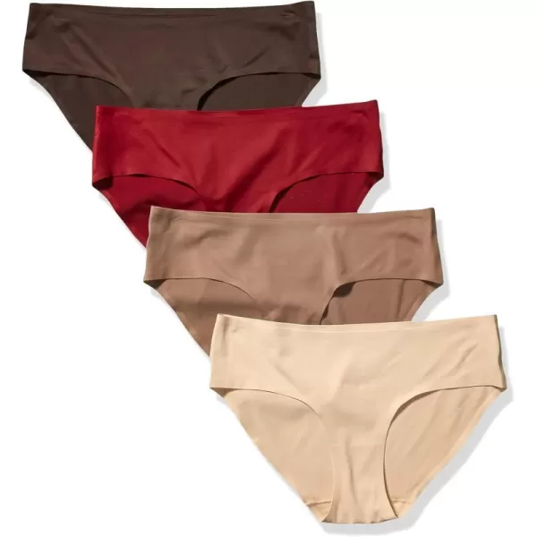 Amazon Essentials Womens Seamless Bonded Stretch Hipster Underwear Pack of 4Earth Tones