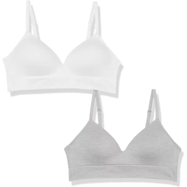 Amazon Essentials Womens Seamless Wirefree Padded Bra Pack of 2WhiteLight Grey Heather