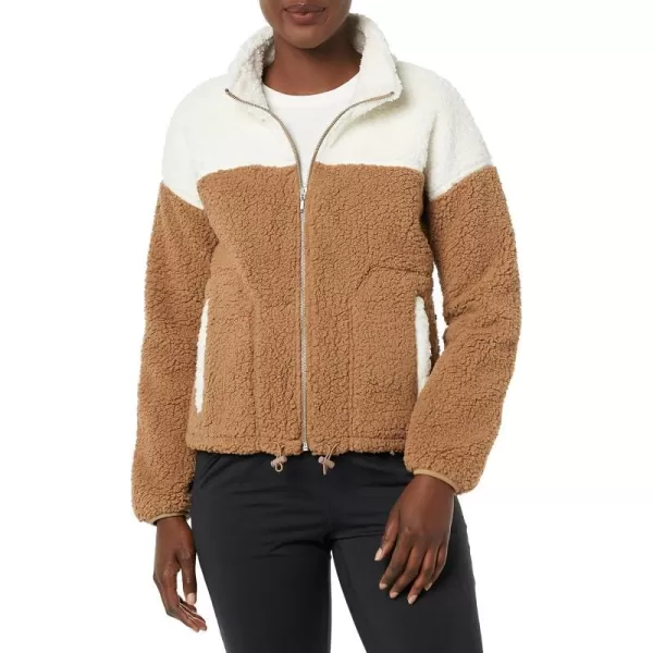 Amazon Essentials Womens Sherpa JacketIvoryTan Color Block