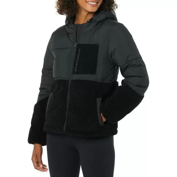 Amazon Essentials Womens Sherpa Puffer JacketBlack