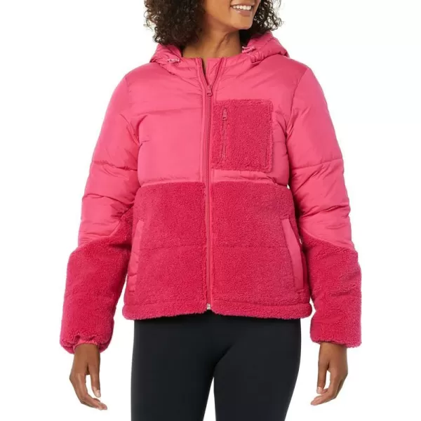 Amazon Essentials Womens Sherpa Puffer JacketHot Pink