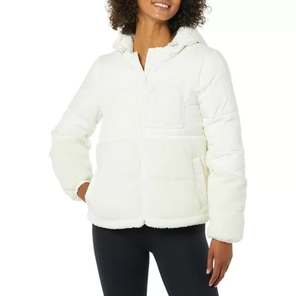 Amazon Essentials Womens Sherpa Puffer JacketIvory