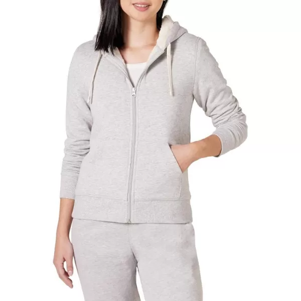 Amazon Essentials Womens SherpaLined Fleece FullZip Hooded Jacket Available in Plus SizeGrey Heather