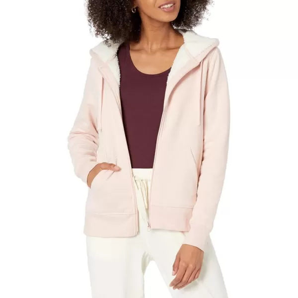 Amazon Essentials Womens SherpaLined Fleece FullZip Hooded Jacket Available in Plus SizeLight Pink