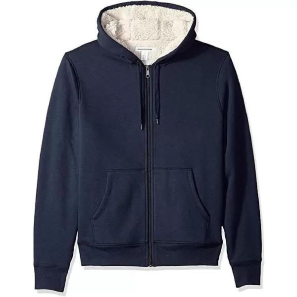 Amazon Essentials Womens SherpaLined Fleece FullZip Hooded Jacket Available in Plus SizeNavy Heather