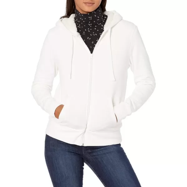 Amazon Essentials Womens SherpaLined Fleece FullZip Hooded Jacket Available in Plus SizeOffwhite