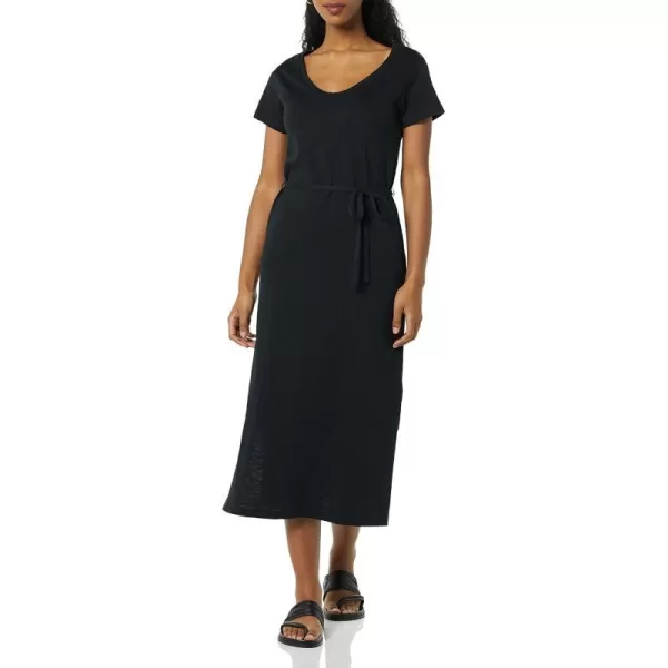 Amazon Essentials Womens Short Sleeve Belted Midi TShirt DressBlack