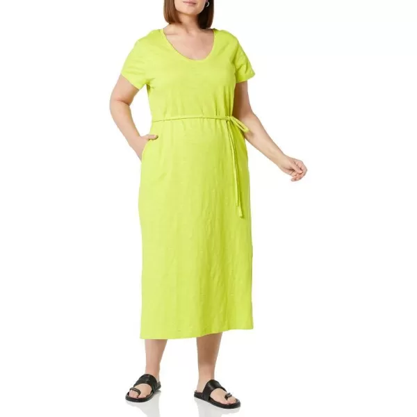 Amazon Essentials Womens Short Sleeve Belted Midi TShirt DressLime Green