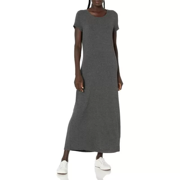 Amazon Essentials Womens ShortSleeve Maxi DressRayon Blend Charcoal Heather