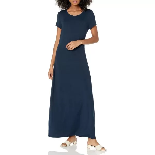 Amazon Essentials Womens ShortSleeve Maxi DressRayon Blend Navy