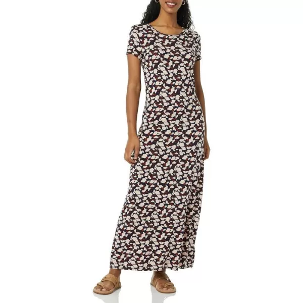 Amazon Essentials Womens ShortSleeve Maxi DressRayon Blend NavyPink Floral Print