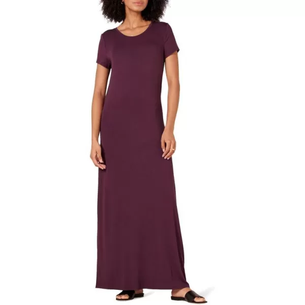 Amazon Essentials Womens ShortSleeve Maxi DressSustainably Sourced Rayon Blend Burgundy