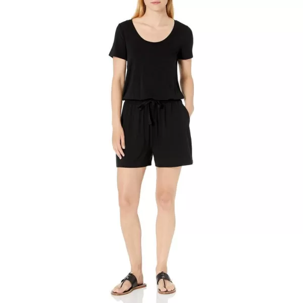 Amazon Essentials Womens ShortSleeve Scoop Neck RomperBlack