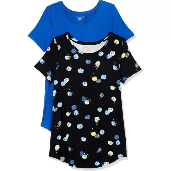 Rayon Blend Black Floral/Bright Blue