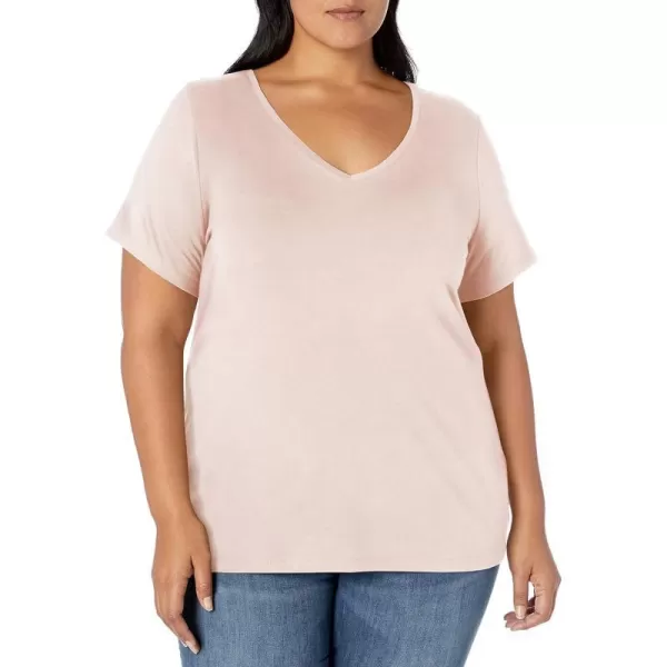 Amazon Essentials Womens ShortSleeve VNeck TShirt Available in Plus Size1 Light Pink