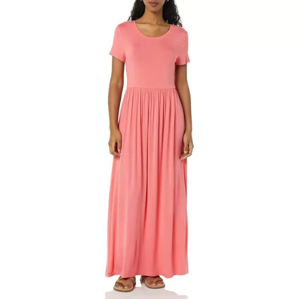 Amazon Essentials Womens ShortSleeve Waisted Maxi Dress Available in Plus SizeRayon Blend Hot Pink