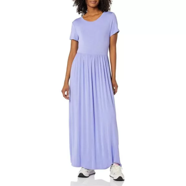 Amazon Essentials Womens ShortSleeve Waisted Maxi Dress Available in Plus SizeRayon Blend Soft Violet