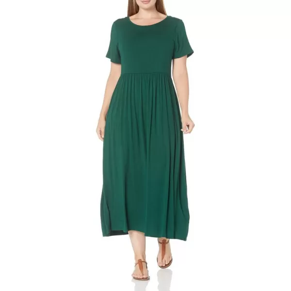 Amazon Essentials Womens ShortSleeve Waisted Maxi Dress Available in Plus SizeSustainably Sourced Rayon Blend Jade Green