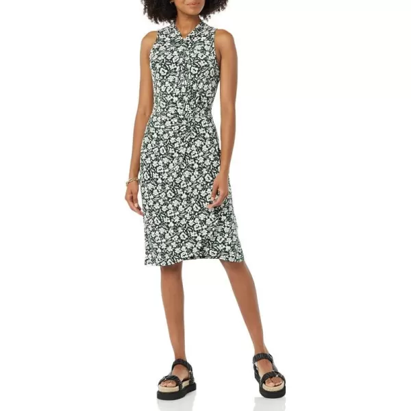 Amazon Essentials Womens Sleeveless Crossover Twist Neck Faux Wrap DressDark Green Floral