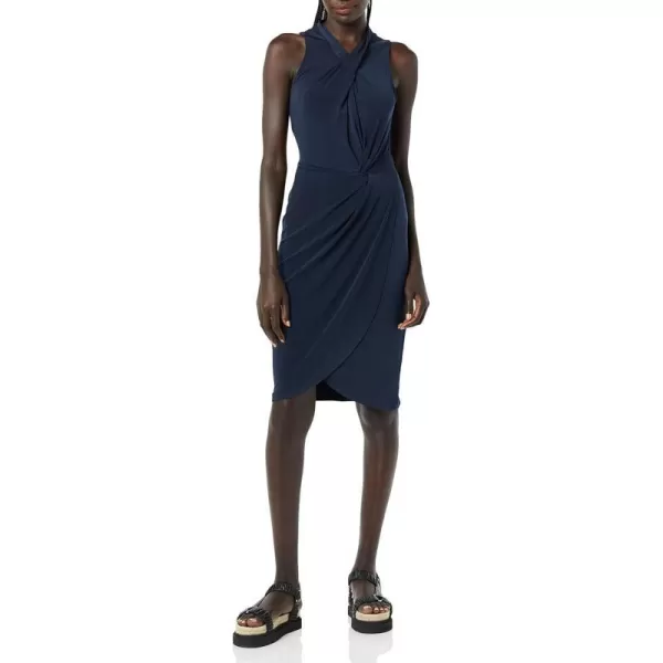 Amazon Essentials Womens Sleeveless Crossover Twist Neck Faux Wrap DressNavy