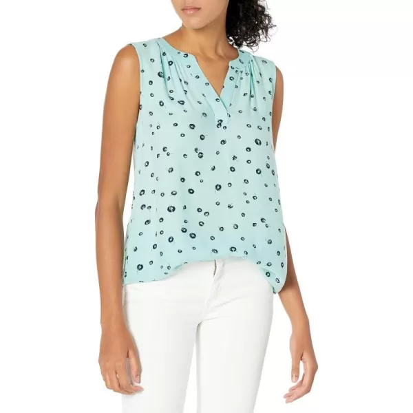 Amazon Essentials Womens Sleeveless Woven ShirtAqua Blue Poppy