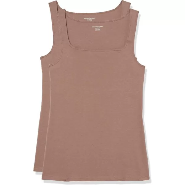 Amazon Essentials Womens Slim Fit Square Neck Tank Pack of 2Dark Beige