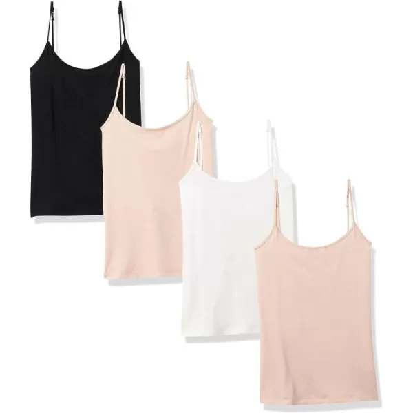 Amazon Essentials Womens SlimFit Camisole Pack of 4BeigeWhiteBlack