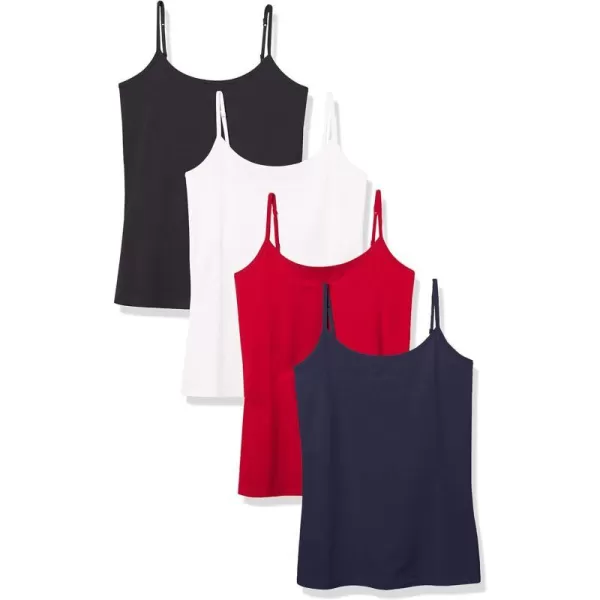 Amazon Essentials Womens SlimFit Camisole Pack of 4BlackNavyCherry Red