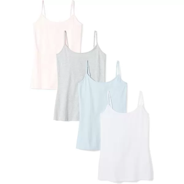 Amazon Essentials Womens SlimFit Camisole Pack of 4Light Grey HeatherWhiteLight Pink