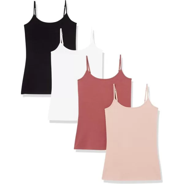 Amazon Essentials Womens SlimFit Camisole Pack of 4TaupeDark RoseBlack